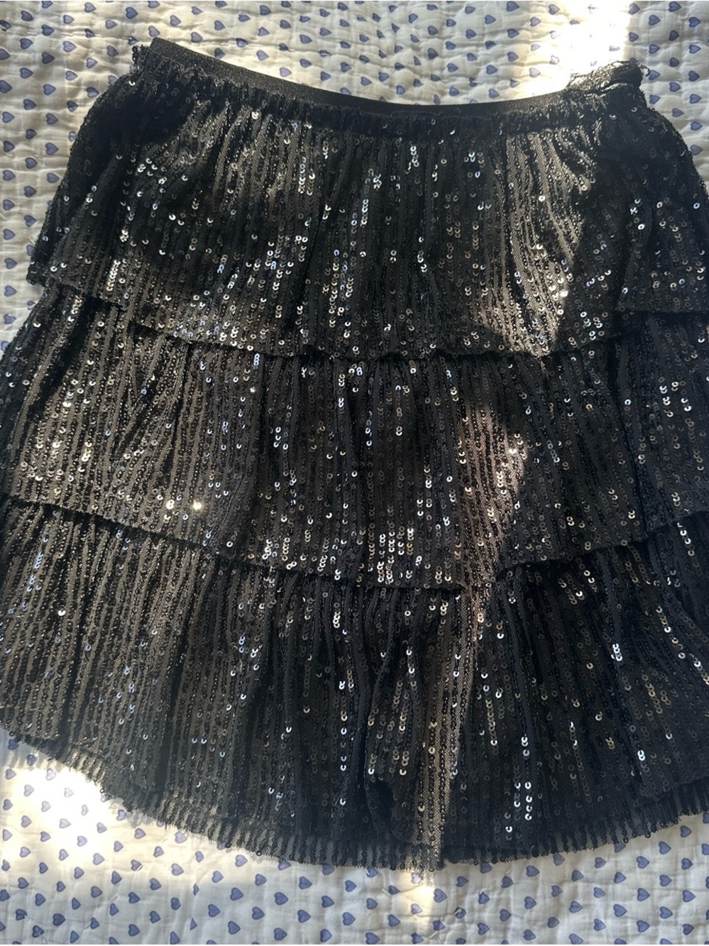 Zara Black Sequin Tiered Skirt